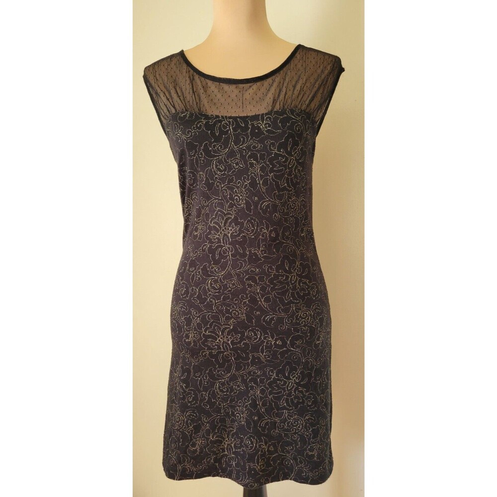 Free People Black Lace & Gold Design Dress